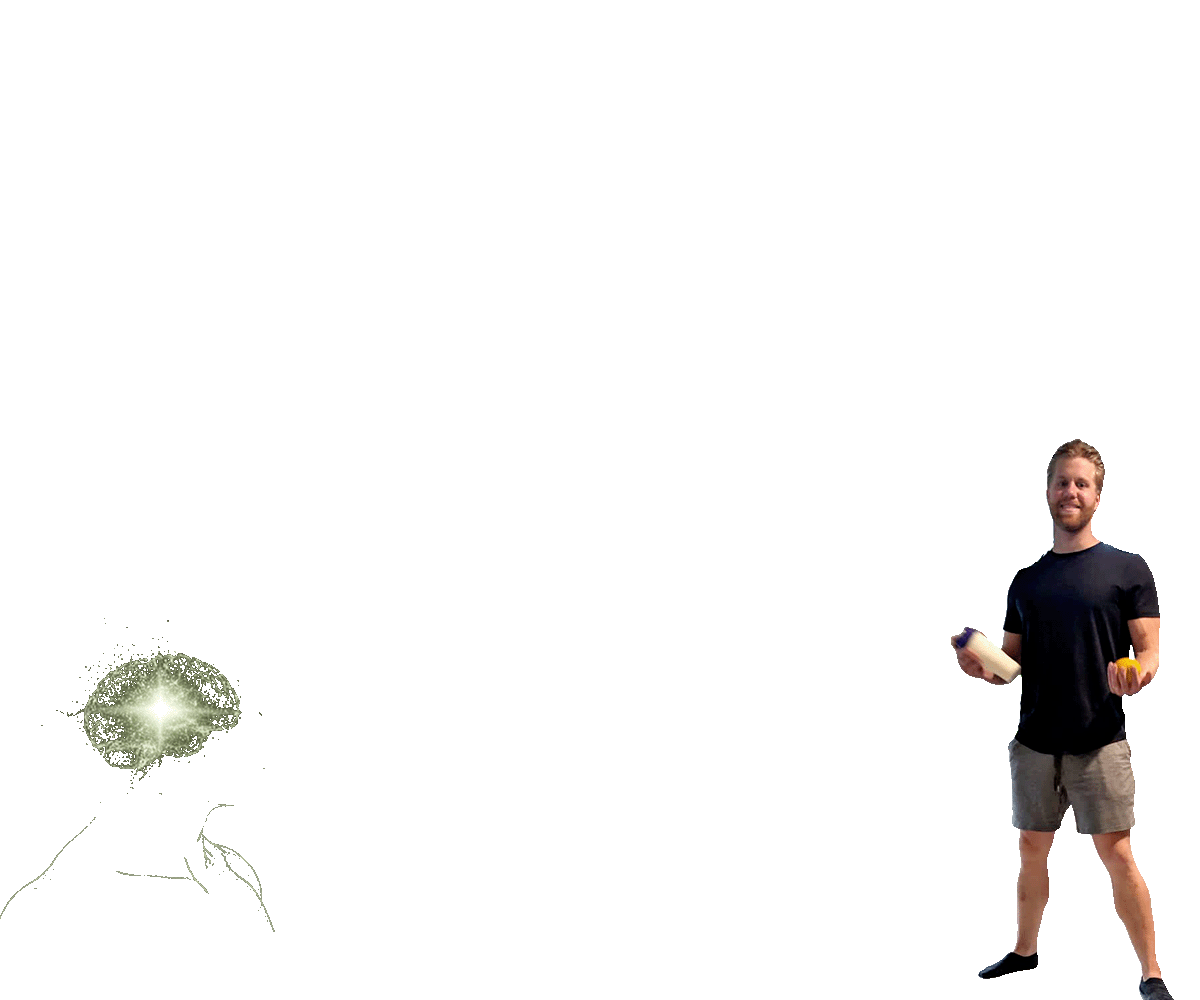 Foreground image of paralaxing banner, Will is holding a protein bottle